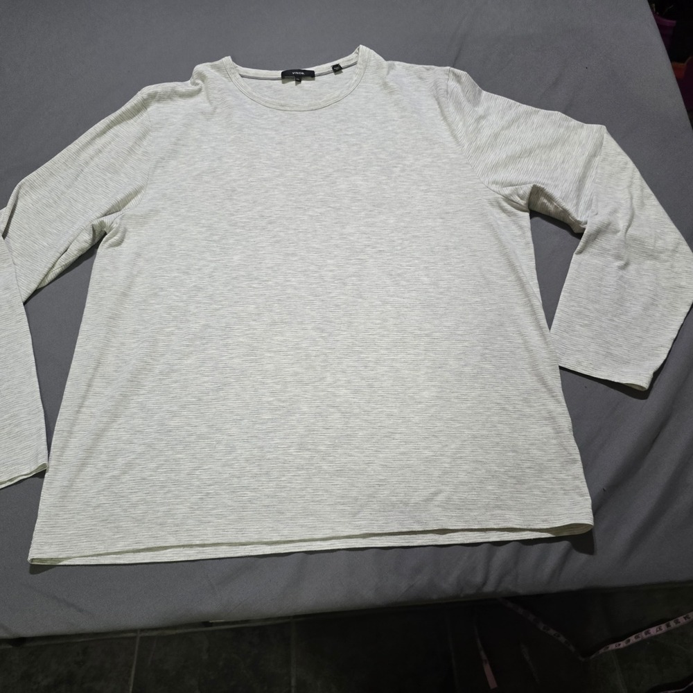 Vince Long Sleeve T-Shirt Mens XXL Grey Heathered Cotton Blend Crew Neck